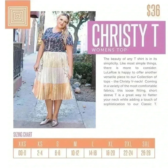 Lularoe small white with red stripes Christy V-neck T. NWT. Great with denim! - Picture 6 of 6